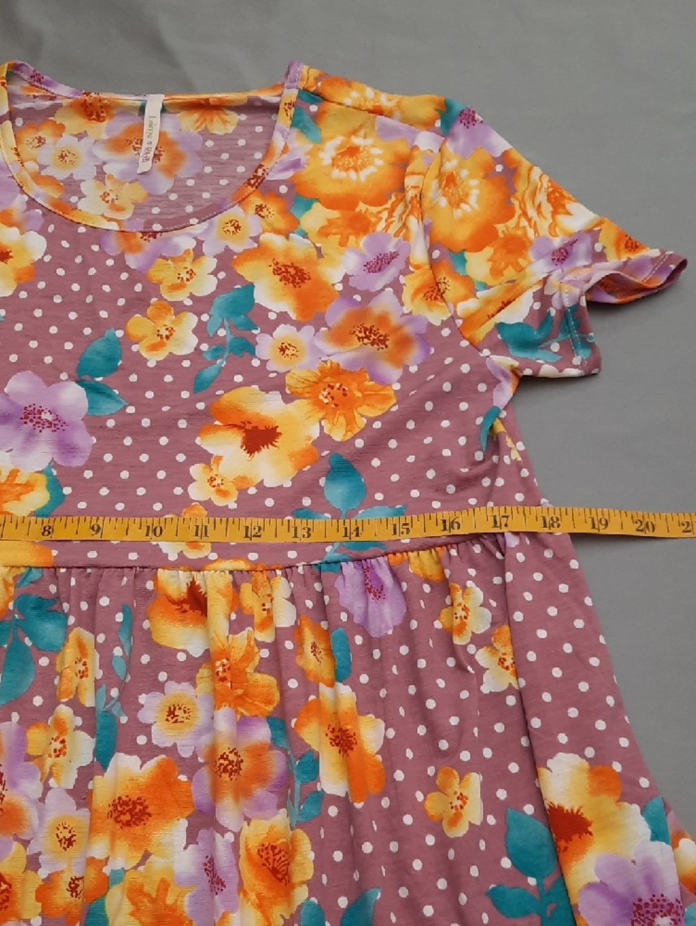 Lime N Chili's Girls' Purple Floral Polka Dot Short Sleeve Top - Size M - Picture 8 of 11